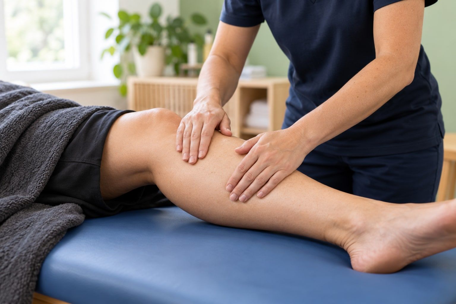 Gentle manual treatment of the lower leg
